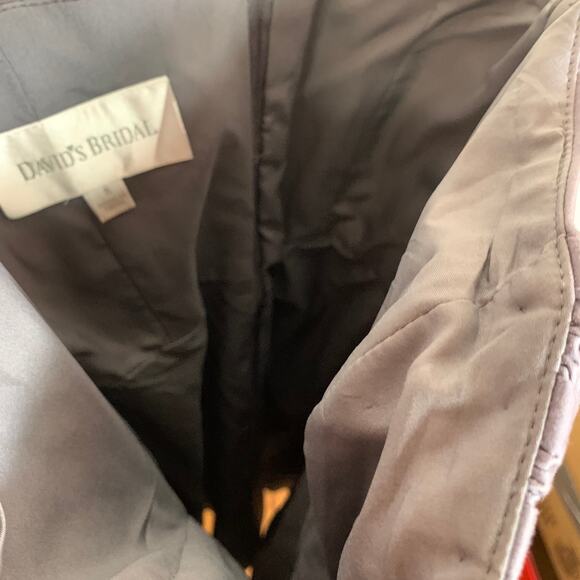 David’s Bridal cotton strapless dusty purple grey dress Size 8 - Picture 5 of 11